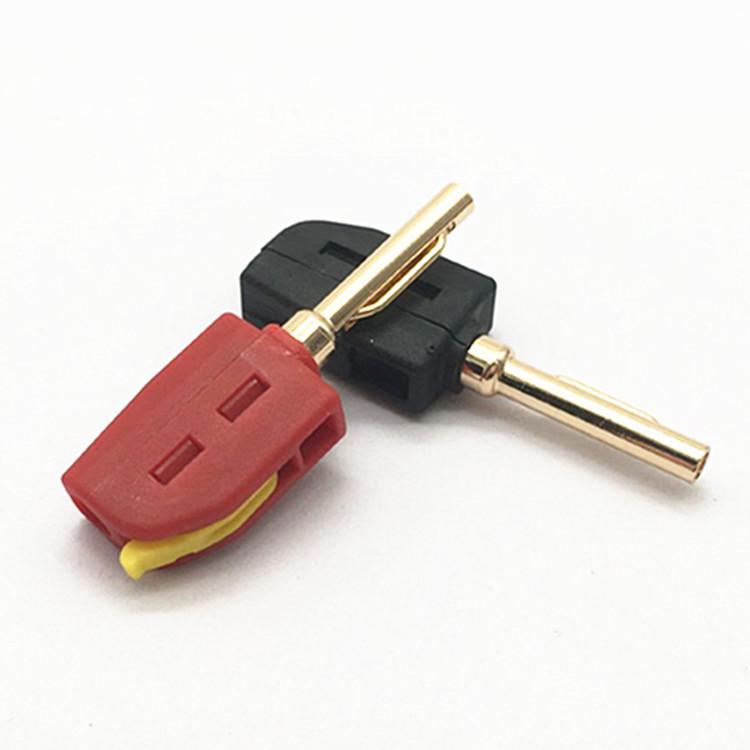 Solderless 4MM Banana Plug with Self-Locking Spring Clip and Gold-Plated Push-Type Fastener