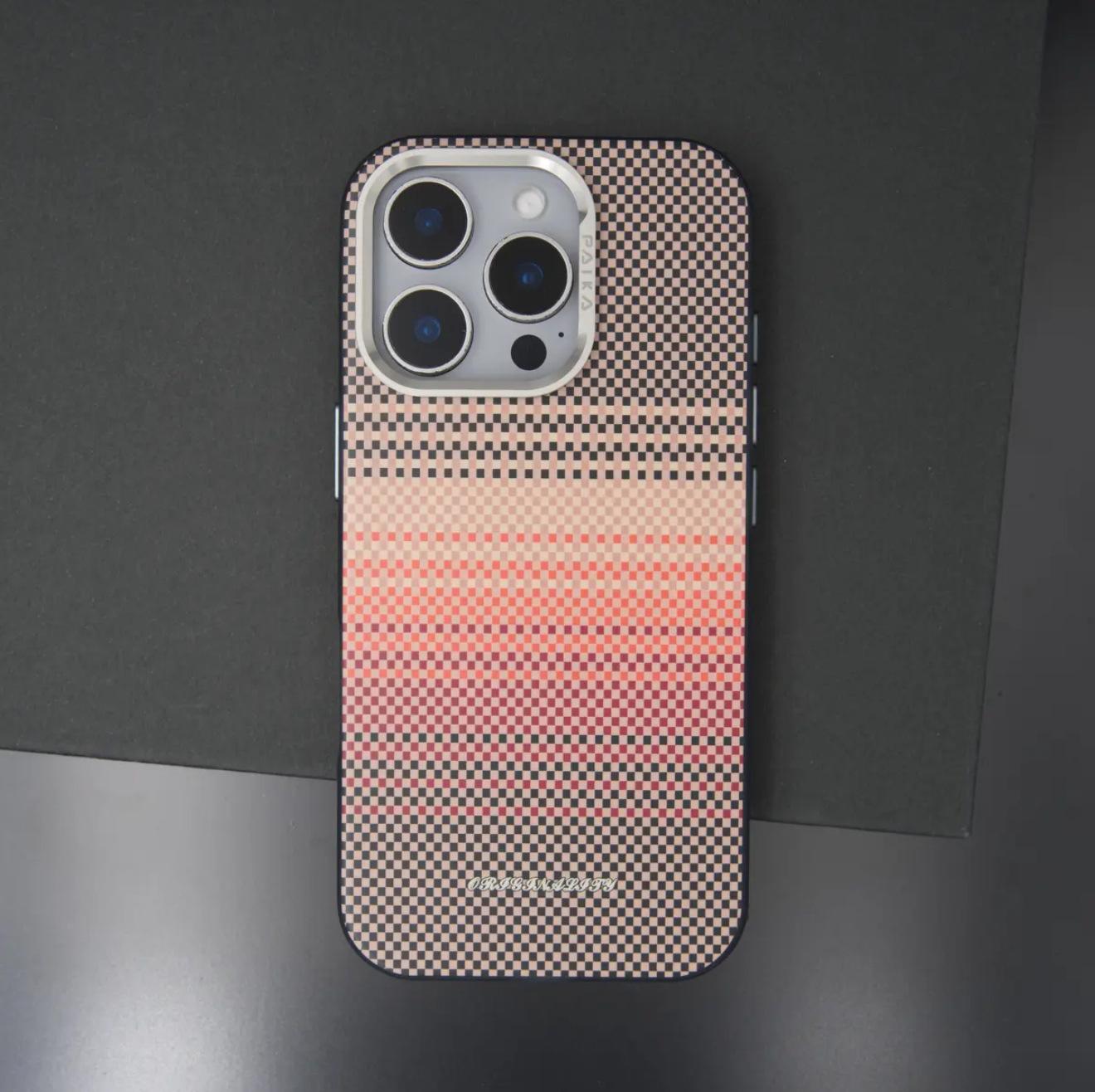 

Применимо к iPhone16 Чехол из кевлара и углеродного волокна Закат и Восход Луны для мобильного телефона Apple 15promax Магнитный чехол iPhone 16