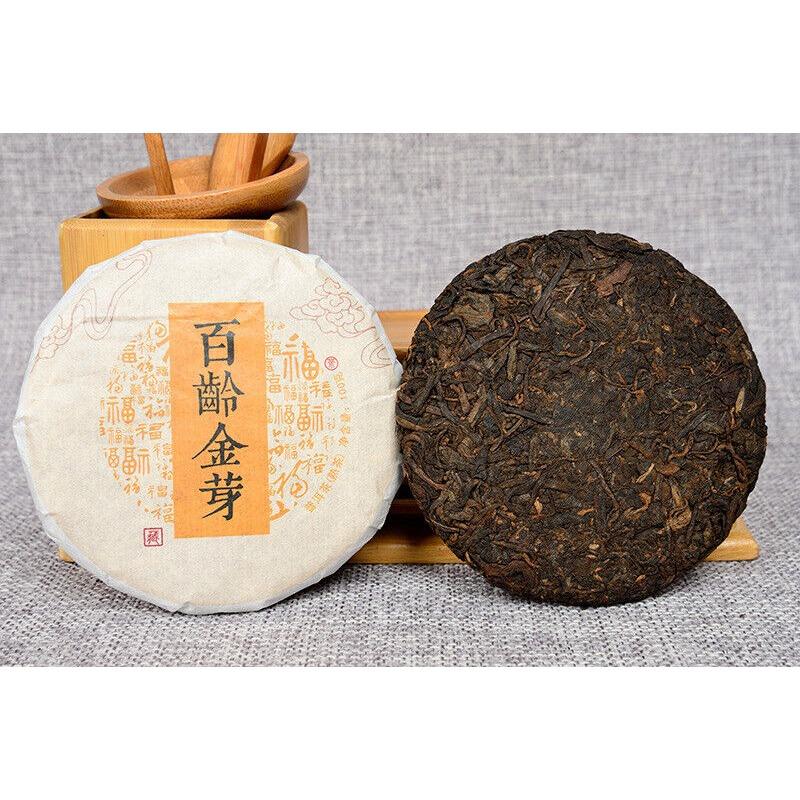 Pu'er Tea Leaves 100g Ripe Tea Cake Bai Ling Golden Bud Ripe Tea Cake