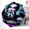 Wednesday Addams,Gothic Style Automatic Folding Umbrella  8 Ribs Lightweight Design, Durable Iron Frame, Compact and Portable, Ideal Birthda