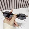 Personalized Oval Y2K Retro Small Frame Diamond-Encrusted Gm Sunglasses Uv-Proof Sunglasses Women'S Trendy Brown Sunglasses