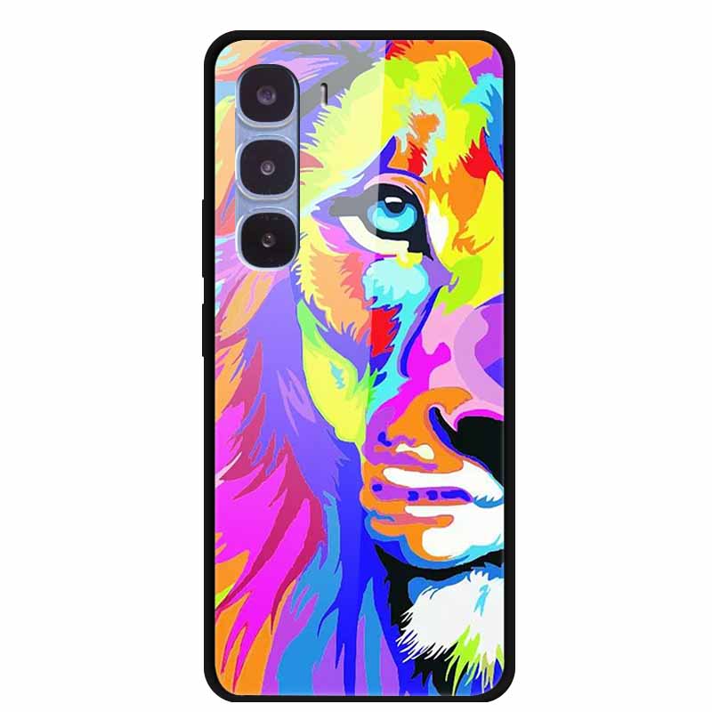 Funda de Lujo Para Infinix Hot 60 Pro X6885 Cubierta de Cristal Templado para Fundas de Teléfono Infinix Hot 60 Pro Animales de Moda Protectora Funda