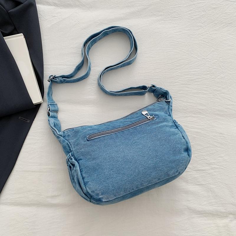 Doppellagige kleine quadratische Tasche Denim-Tasche Damen Leichte Schulter-Umhängetasche