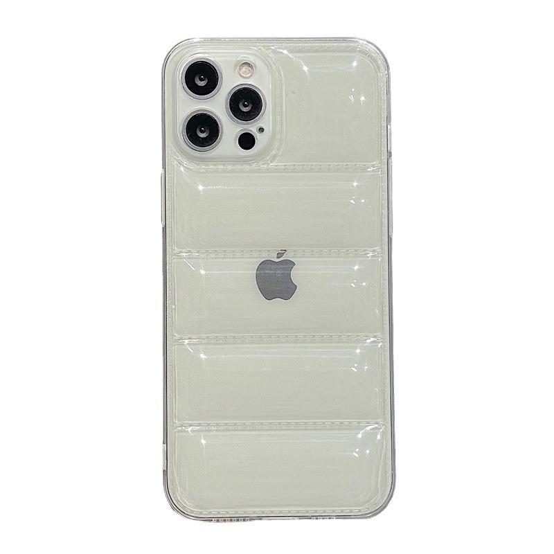 Transparent Down Jacket iPhone15Pro Mobile Phone Case - Fine Hole Wave Shell for 14/13, Anti-Fall for 12/11.