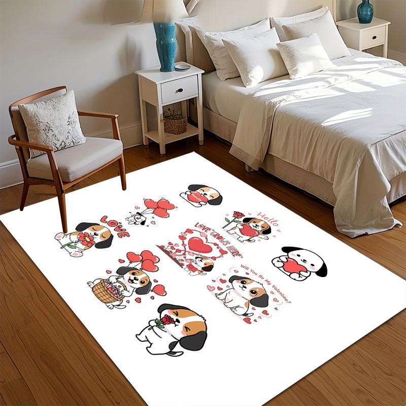 

Non Slip Wear Resistant Area Rug Soft Washable Entryway Floor Mat for Living Room Bedroom Kids Room Valentine Dog Love Decor 40x60cm