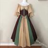 Damen schulterfrei kurzärmliges Maxikleid lockere Passform mittlere Taille Farbblock Renaissance Mittelalter Cosplay Gewand