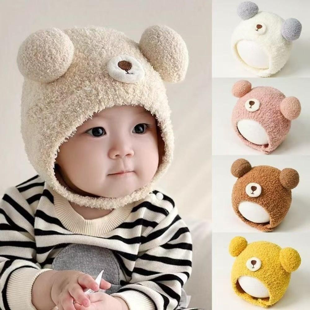 Anti-Cold Baby Bear Hat Soft Fleece Baby Photo Prop Hat Soft Earflap Cap For Boys
