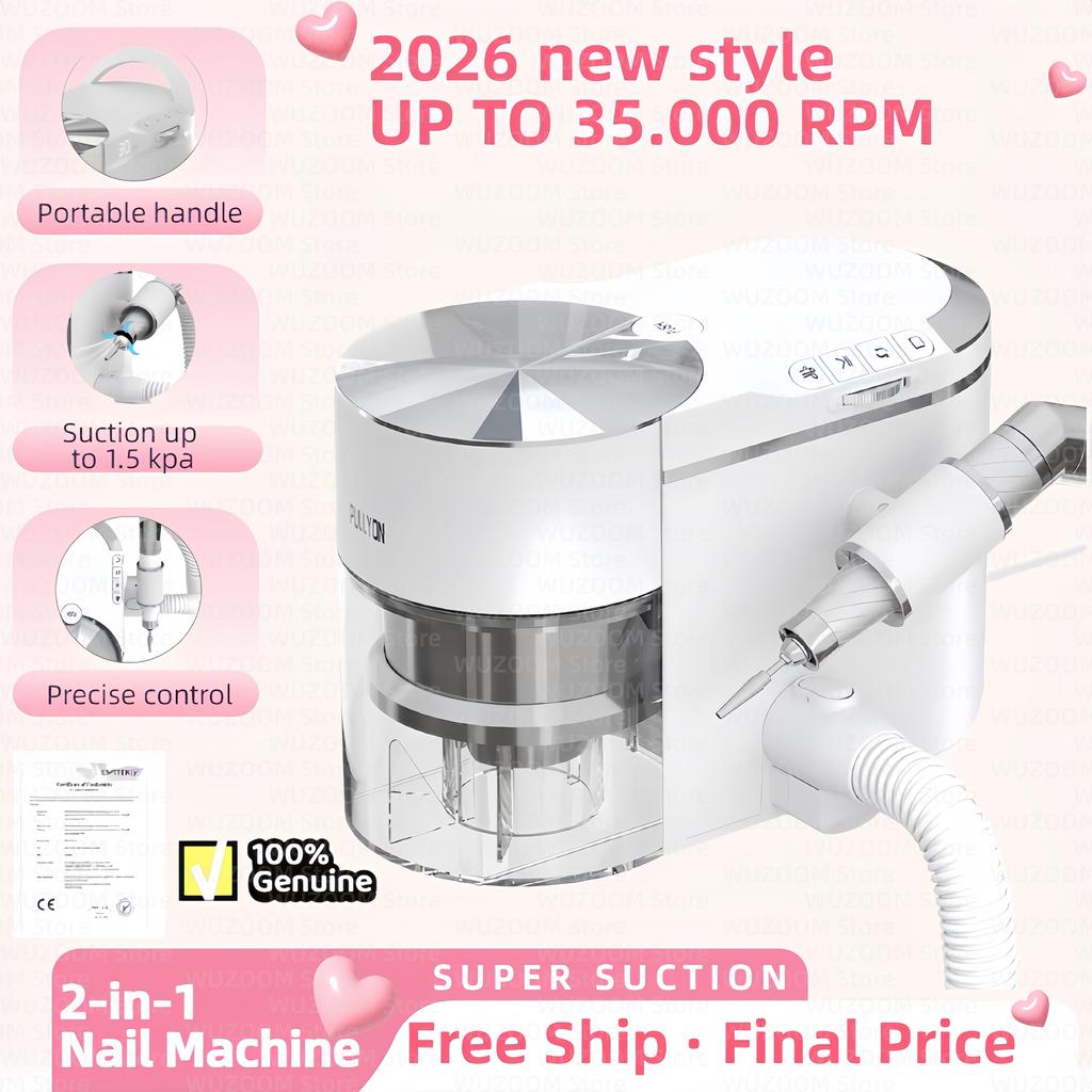 Taladro Eléctrico para Uñas 2 en 1 de 240W con Extractor de Polvo Incorporado Herramienta Profesional de Lima de Uñas para Salón de Manicura Pedicura
