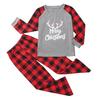 Christmas Children Letter Plaid Print Top Blouse+Pants Family Clothes Pajamas