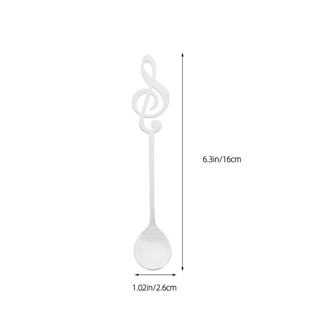 6Pcs Musical Note Dessert Spoons Stainless Steel Coffee Teaspoons Ice Cream Stirring Spoons Elegant Silverware Set for Home Cafe
