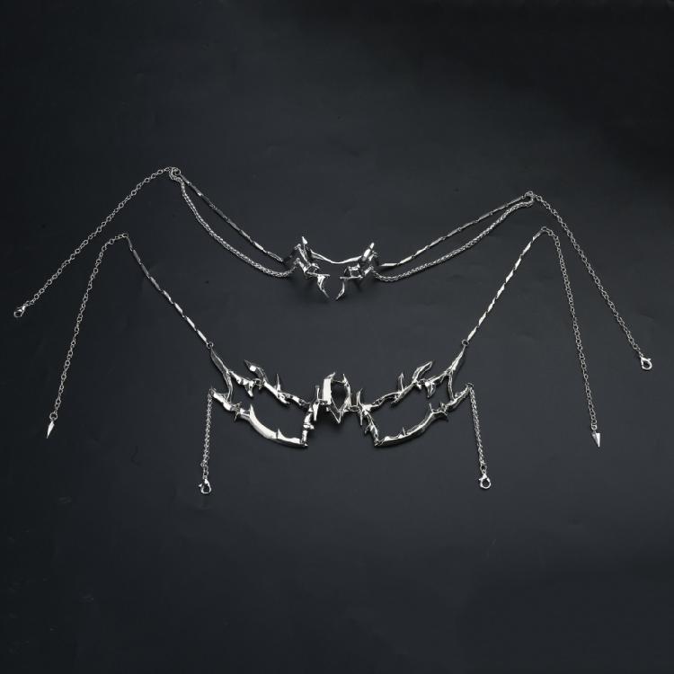 Set di 2 Maschere Mezzo Viso Accessorio Cosplay Unisex Catena per Viso Gioielli per Viso alla Moda Texture Rame per Festa di Halloween