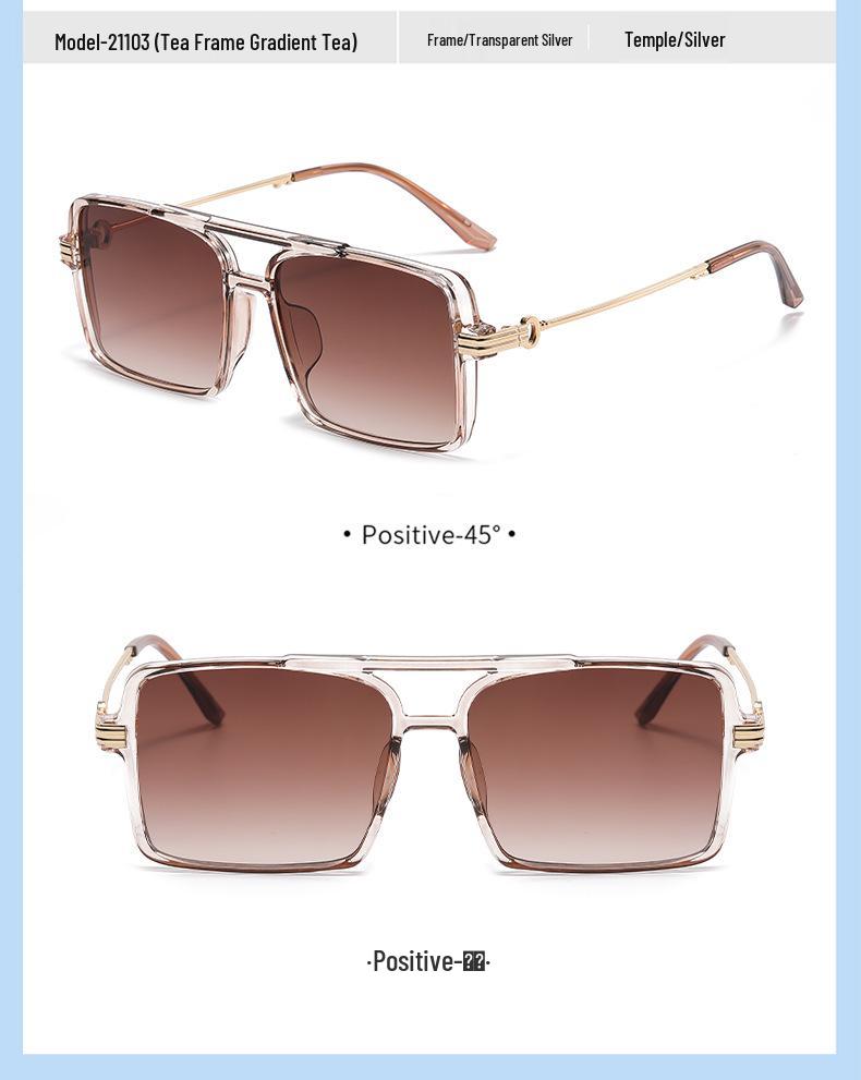 Korean Retro Metal Square Unisex Sunglasses - Blush, Anti-UV