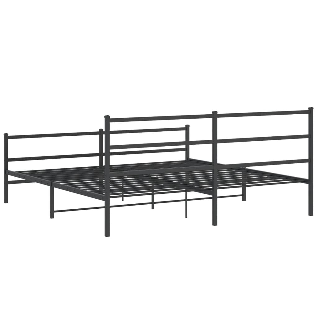 Vidaxl Metalowa Rama Łóżka Z Wezgłowiem I Zanóżkiem, Czarna, 183X213Cm