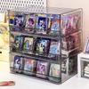 Transparent Plastic Card Storage Box with Lid Multifunctional Tool Watch Makeup Jewelry Storage Box Desktop Organizer Gift