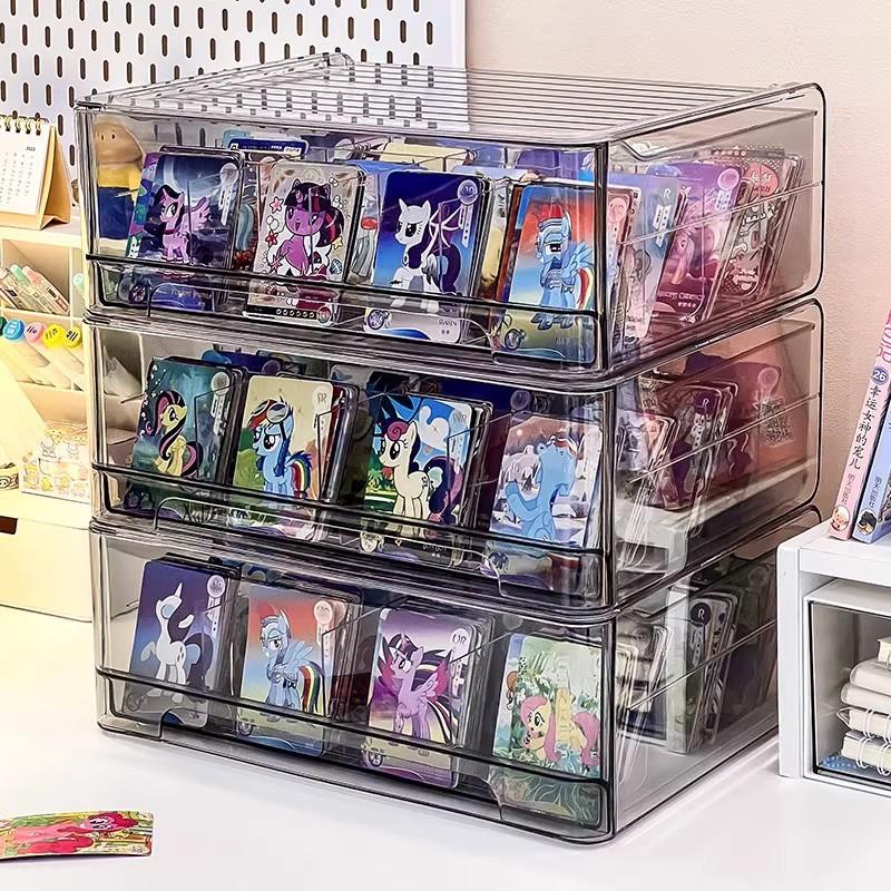 Transparent Plastic Card Storage Box with Lid Multifunctional Tool Watch Makeup Jewelry Storage Box Desktop Organizer Gift