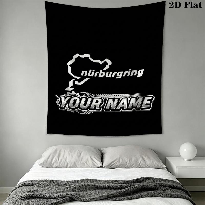 Custom Name Nürburgring Wall Tapestry Aesthetic Wall Hanging Printed Fabric Blanket Decorative Tapestries for Bedroom Living Room Home Decor