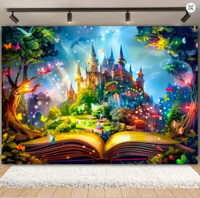 Fantasy Wonderland Jungle Mushroom House Fairy Tale Magic Photography Background Children's Birthday Party Decoration Background
