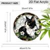 Acrylic Tuxedo Cat with White Flowers Suncatcher, Stained Glass Effect Window Hanging Ornament for Cat & Pet Lover Gifts