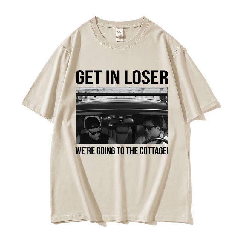 Heated Rivalry Get in Loser Were Going To The Cottage Graphic T Shirt Mens Vintage 100 Cotton Short Sleeve Tshirt Streetwear
