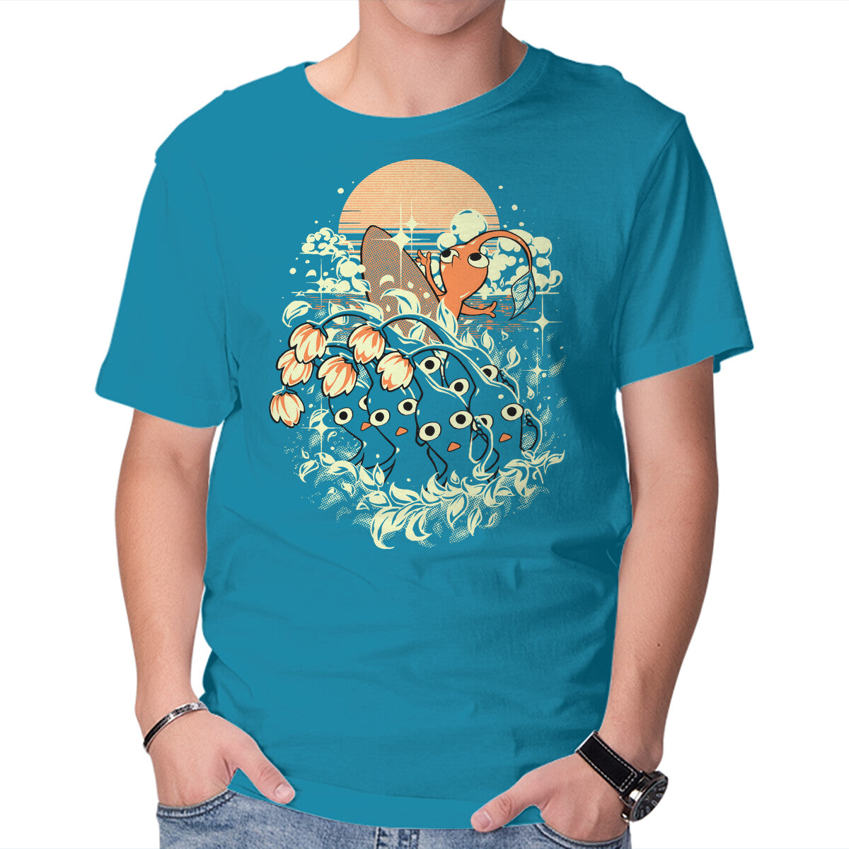 Unisex Crew Neck T-Shirt Good Wave Graphic Short Sleeve Casual Tee L