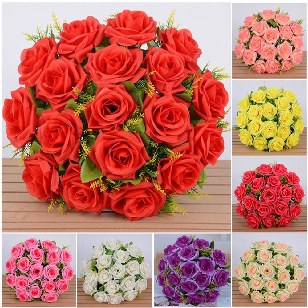 18 Heads Real Happy Flower 9 Colors Mini Natural Simulated Rose Photography Photo Gift Valentine's Day Flowers Home Decorative