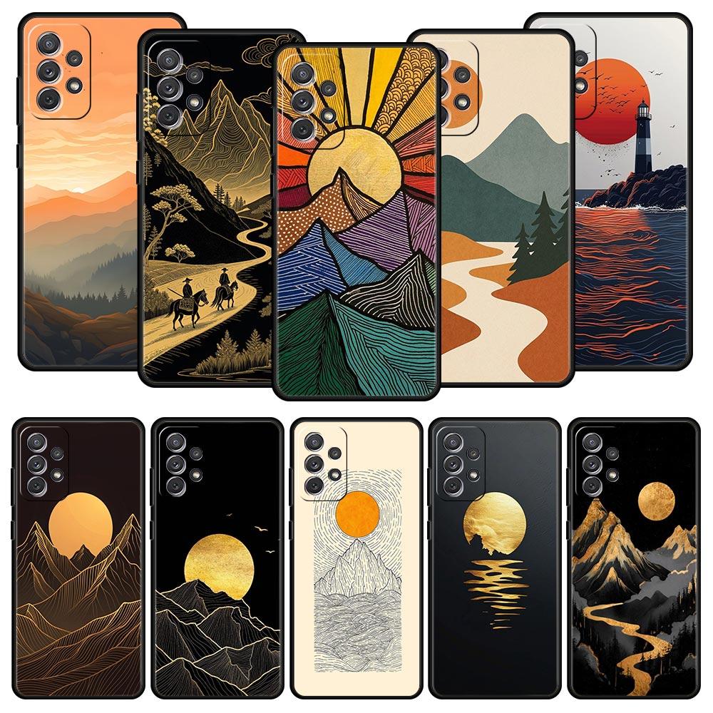 Mountain Sunrise Line Case for Samsung A57 A37 A51 A71 A21S A17 A11 A15 A25 A41 A23 A33 A53 A73 A07 A05S A13 A35 A55 5G Cover