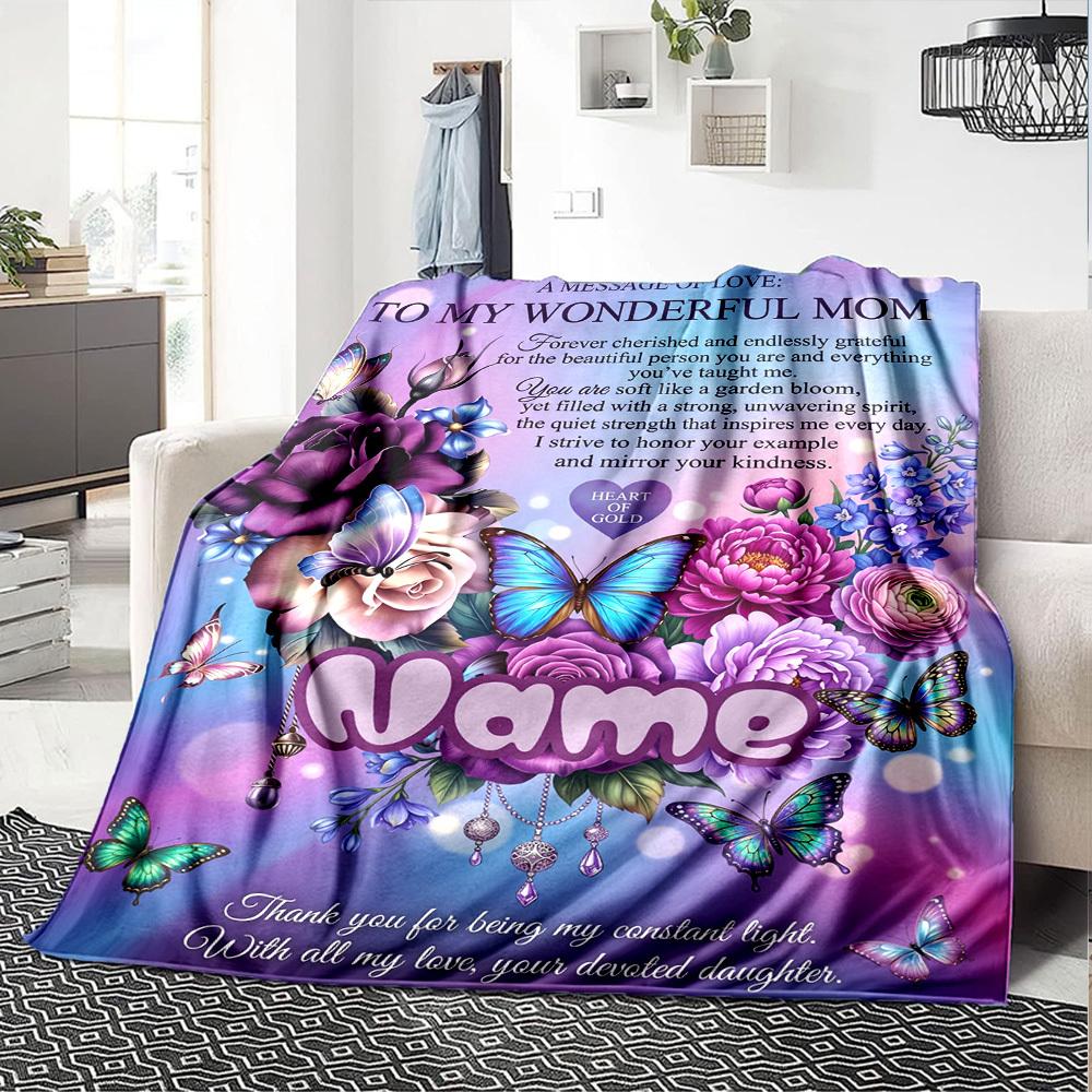 Mom'S Garden Of Love Multi Purpose Customizable Blanket Customize Text Soft Warm Cozy Throw For Sofa Couch Office Bed Picnics For All Occasions