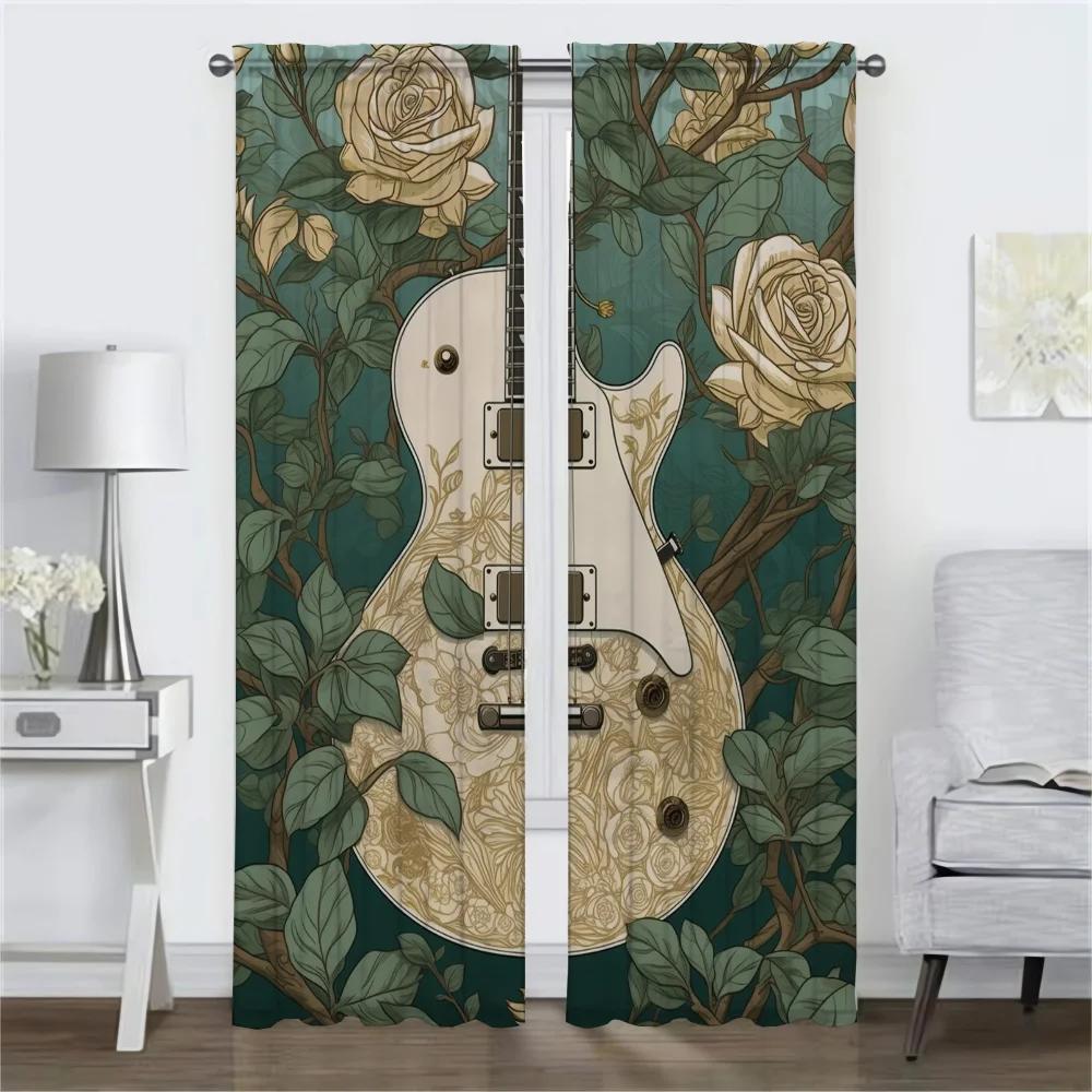Ilustrace elektrické kytary Elegantní pokojové závěsy do obývacího pokoje Zatemňovací závěs Halloweenská dekorace Tyl do ložnice Dítě