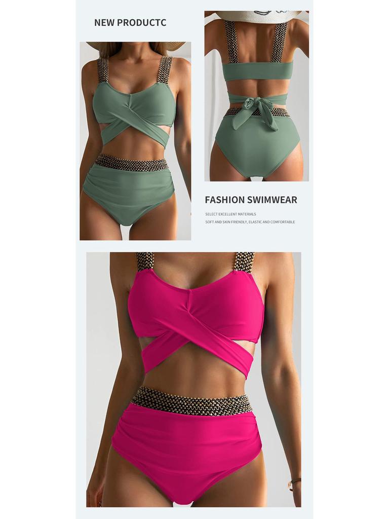 2023 European & American Women's Sexy Criss-Cross Backless Bikini Swimsuit