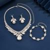 Populaire Collier Chaîne Clavicule Bracelet Type Goutte d'Eau Strass Cristal Plein de Diamants Ensemble Trois Pièces