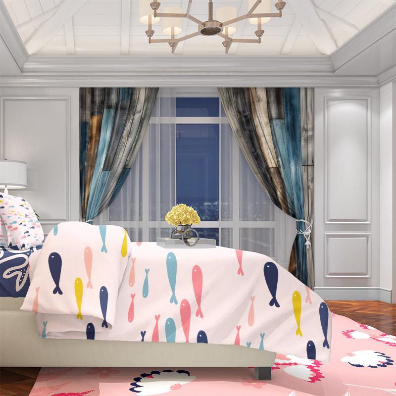 2 peças- Cortinas de poliéster irregulares serenas, cortinas com bolso para varão 42*84, quarto, sala de estar, decoração de sala de casa