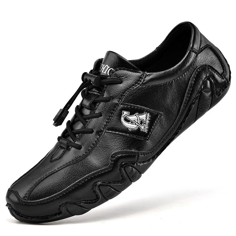 

Весенние новые повседневные туфли из натуральной кожи для вождения, дышащие, мужские британские повседневные туфли Octopus Gommino с низким верхом 46