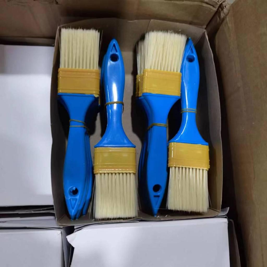 Plastic Handle Brush Set: Paint, BBQ Sauce, Cleaning, Dusting, Nylon Bristle.