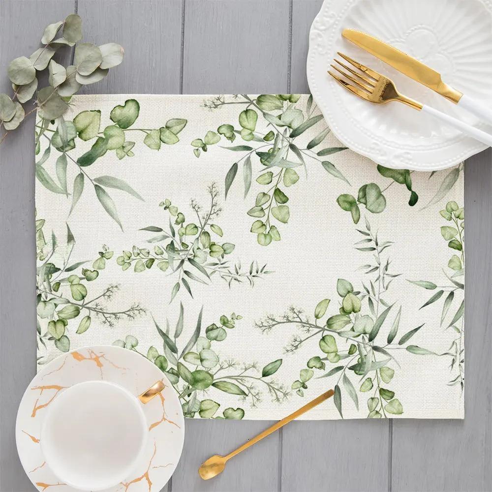 Bohemian Floral Pattern Placemat Kitchen Decor Linen Placemats 1pc, Daily Home Decoration