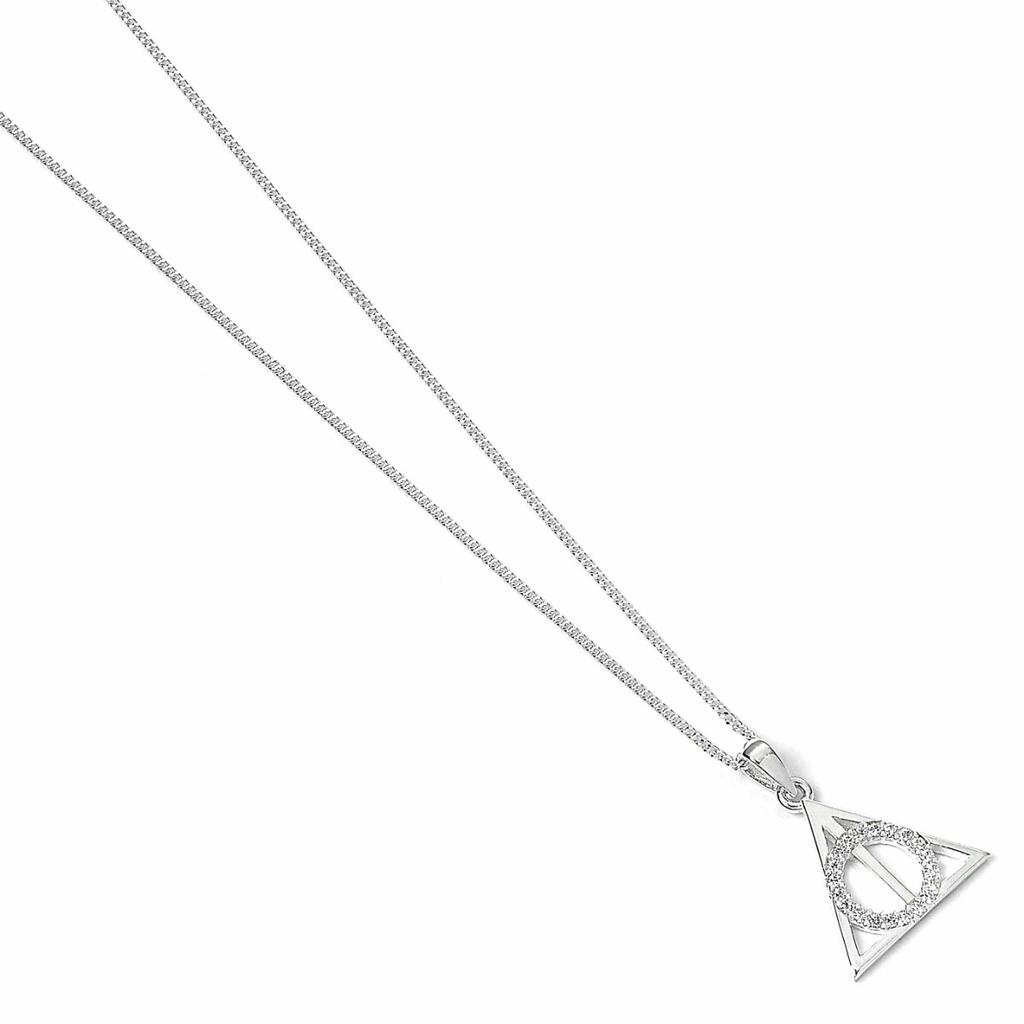 Harry Potter Sterling Silver Deathly Hallows Necklace with Crystals