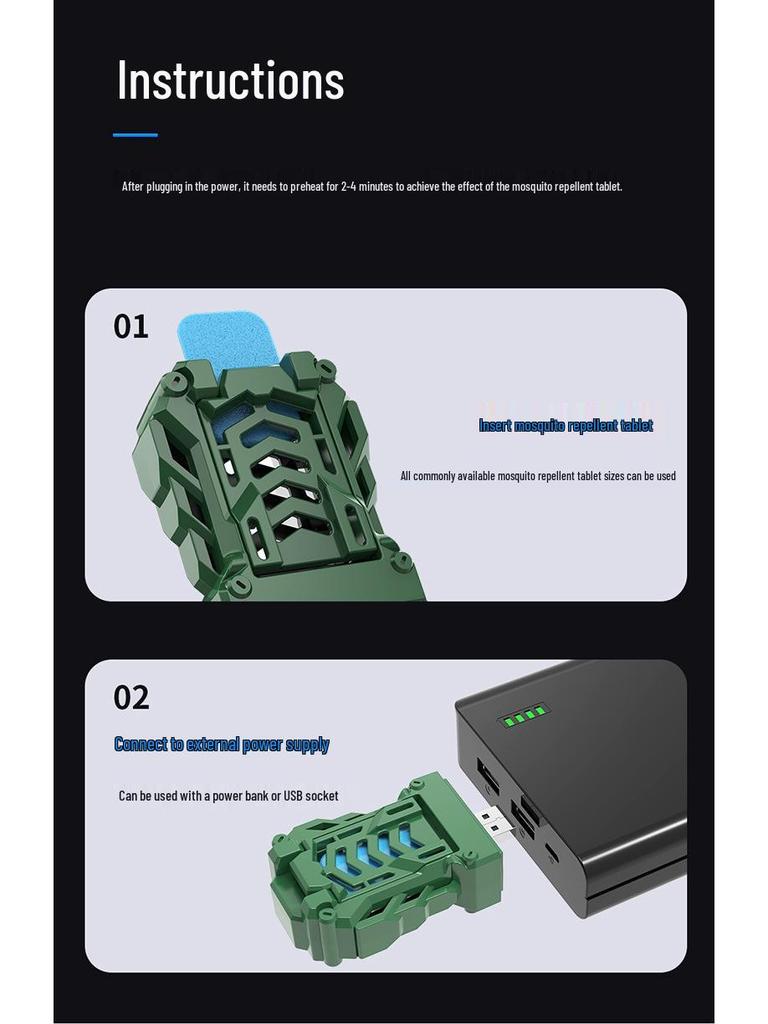 USB Portable Electric Mosquito Repellent Incense Heater for Indoor, Outdoor, Office, and Car Use with Power Bank Option