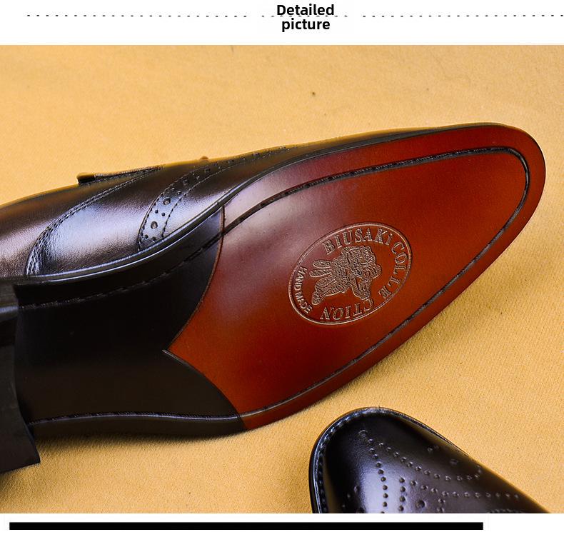 Pantofi Brogue cu Ciucuri, Bărbați, Piele Naturală, Cioplit Manual, Formal-Casual - Retro, Design Ascuțit