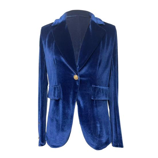 Velvet Blazer for Women Long Sleeve Botton Up Business Office Suit Jacket Casual Lapel Open Front Coat