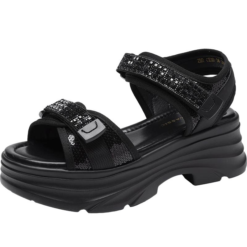 ZHR Women s Platform Rhinestone Sandals 38