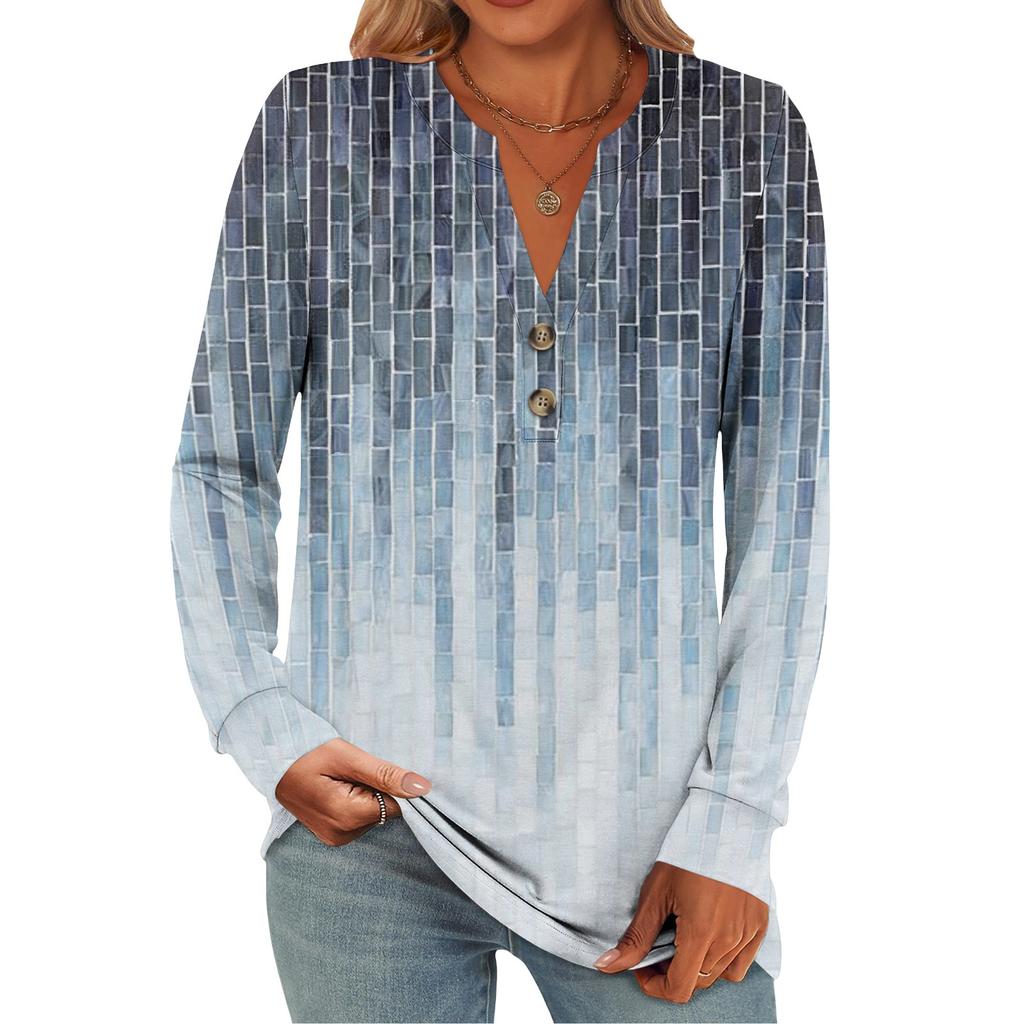 Women's Fashion Casual Floral Print Long Sleeve T-Shirt Pullover Top