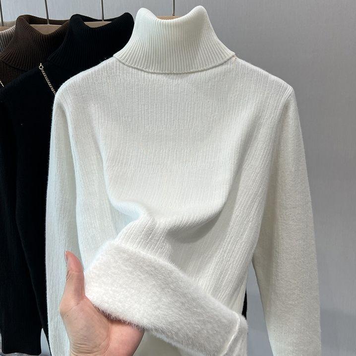 Women's High-Neck Velvet Thickened Sweater Top - Trendy Warm Innerwear for Autumn/Winter 2025