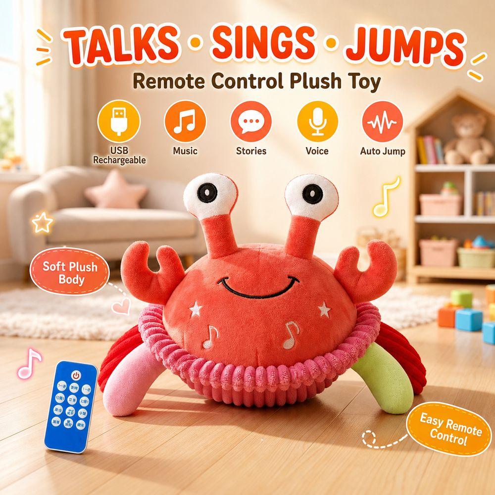 Talking Function Jumping Crab Toy Plush Interactive Moving Toy Speech Learning