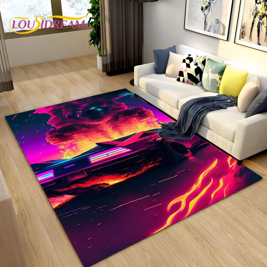 3D Racing Sports Car Soft Area Rug Large,Carpet Rug for Home Living Room Bedroom Sofa Doormat Decor,Kid Play Non-slip Floor Mat