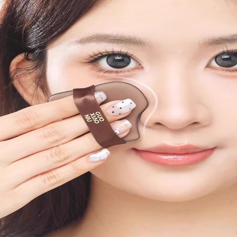 6Pcs/set Guo Xiaoniu Chocolate Puff Air Cushion Wet and Dry Setting Loose Powder Puff Mini Thumb Puff Makeup Concealer