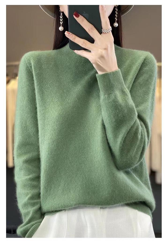 Women's High-Quality Cashmere Wool Sweater, Half-High Neck, Fashionable Slim Fit, Autumn/Winter Collection