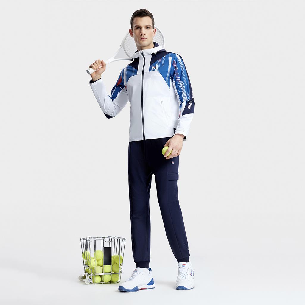 FILA 2023 Autumn New Hooded Jacket Basic Tennis Sports Long Sleeve Knit Top Men tops Jade-White A11M333705F-WT