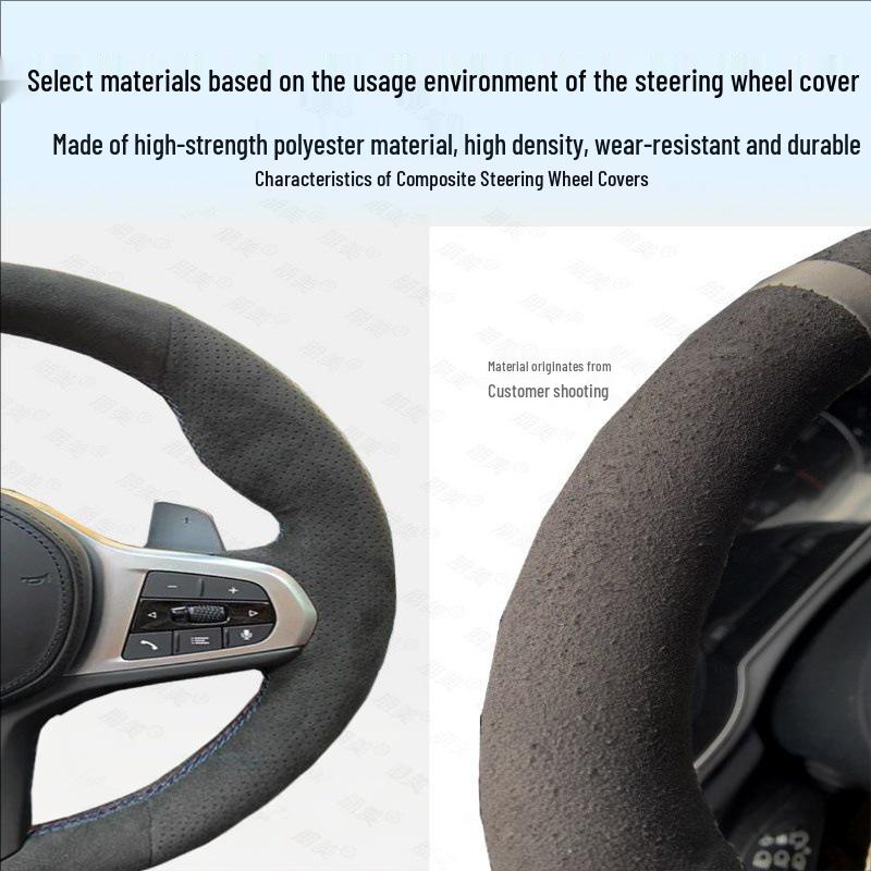Hand-Stitched Suede Steering Wheel Cover for Honda Civic, CR-V, Fit, Accord, XR-V, UR-V, and Breeze
