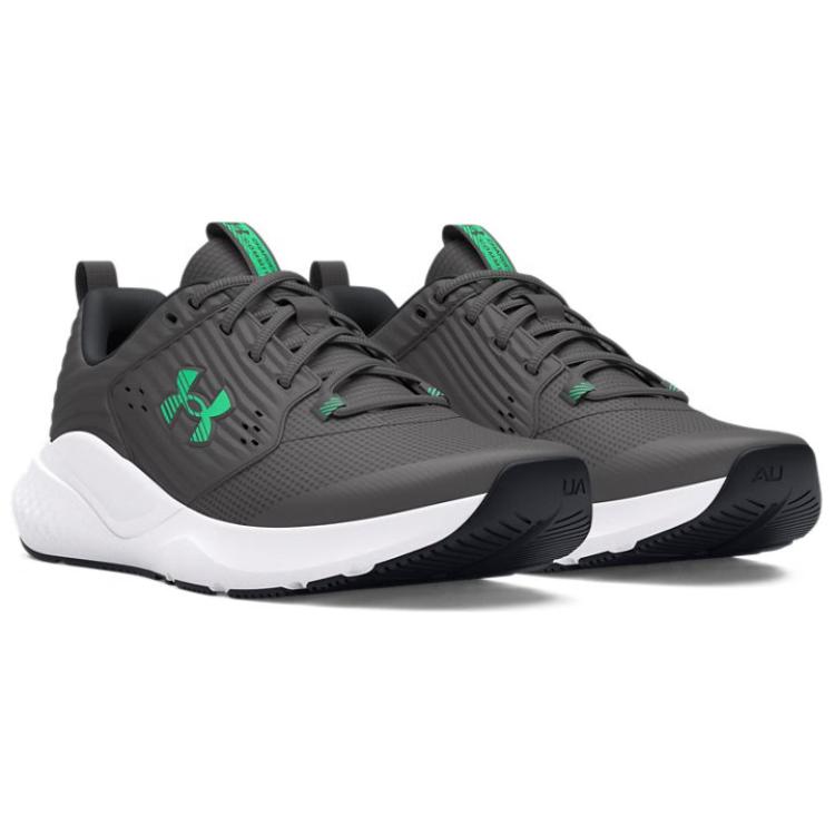 Under Armour Charged Commit 4 Castlerock Vapor Green Men Sneakers Grey Anthracite 3026017-104