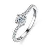 S925 Sterling Silver 50-Point Twisted Moissanite Ring with Four-Prong Setting