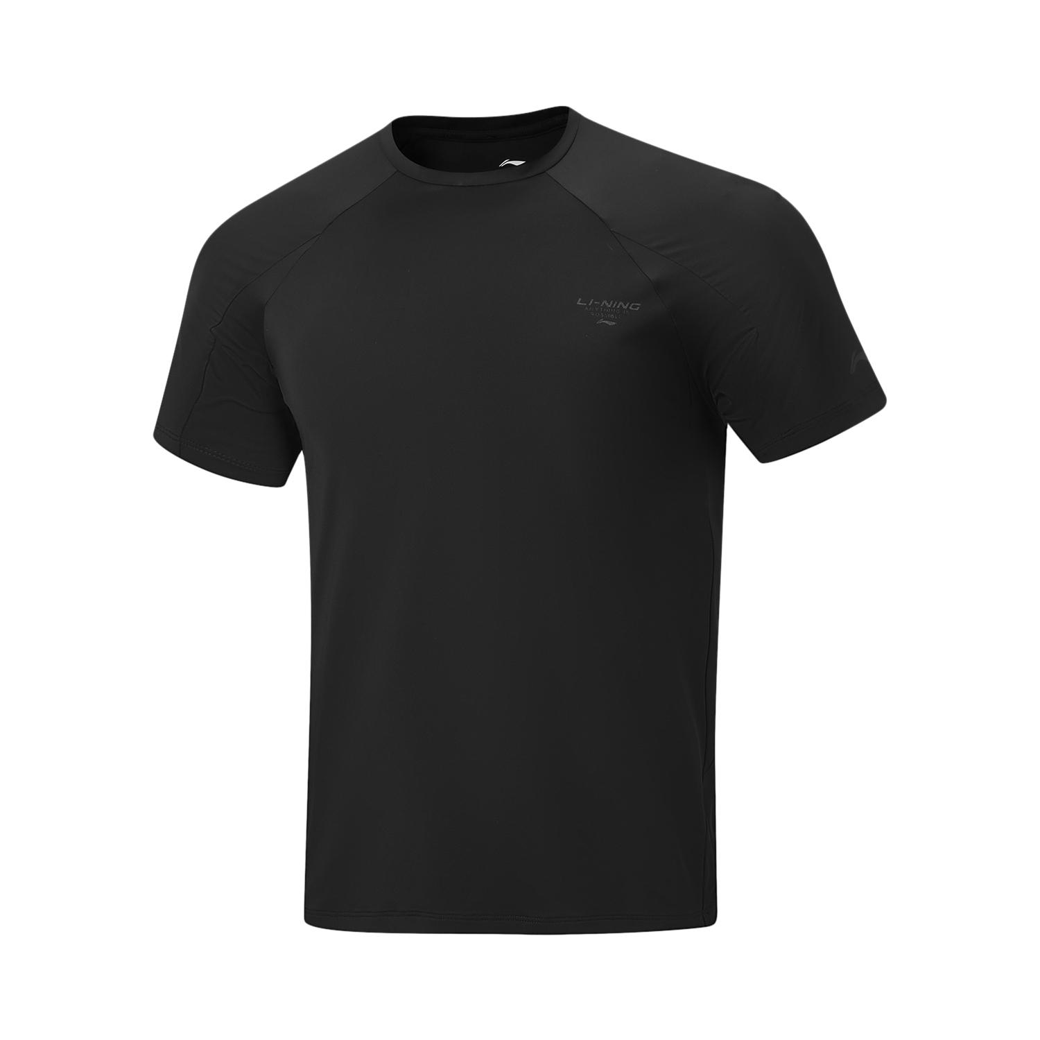 Li-Ning Minimalist Versatile Summer T-Shirt With Brand Logo And Lettering Slim Fit Round Neck Running Sports T-Shirt Men tops ATSW393-2 S